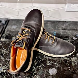 Ecco Eisner Classic Casual Titanium Leather Lace-Up Sneakers Mens Size 43